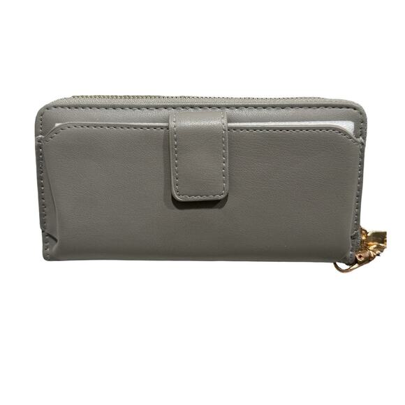 NWT! Badgley Mischka Full Size Grey Wallet with Cell Phone Holder - Picture 4 of 6